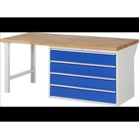 Werkbank 7709A1, B2000xT900xH890mm, 4xSchublade-VA