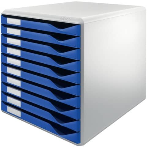 LEITZ Schubladenbox Formular-Set  blau 5281-00-35, DIN A4 mit 10 Schubladen
