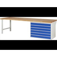 Werkbank 7716A1, B3000xT900xH890mm, 6xSchublade-VA