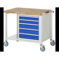Fahrbare Werkbank 8171, B1000xT700xH880mm, 5xSchublade-VA