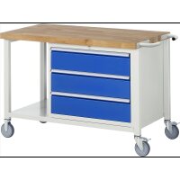Fahrbare Werkbank 8257, B1250xT700xH880-1080mm, 3xSchublade-