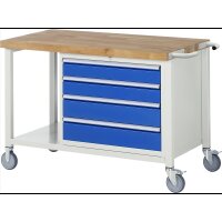 Fahrbare Werkbank 8262, B1250xT700xH880mm, 4xSchublade-VA