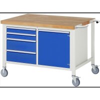 Fahrbare Werkbank 8470, B1250xT900xH880mm, 4xSchublade-TA, 1