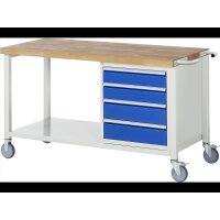 Fahrbare Werkbank 8162, B1500xT700xH880mm, 4xSchublade-TA