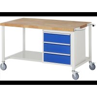 Fahrbare Werkbank 8157, B1500xT900xH880mm, 3xSchublade-VA