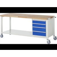 Fahrbare Werkbank 8162, B2000xT700xH880mm, 4xSchublade-TA