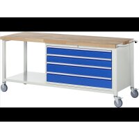 Fahrbare Werkbank 8362, B2000xT700xH880mm, 4xSchublade-VA