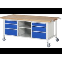 Fahrbare Werkbank 8564, B2000xT900xH880-1080mm,...