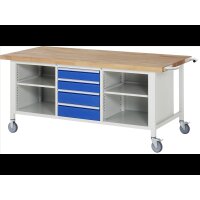 Fahrbare Werkbank 8566, B2000xT900xH880-1080mm, 4xSchublade-