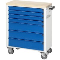 Werkzeugwagen 7120, B725xT400xH860mm, 7xSchublade-VA, Buche-