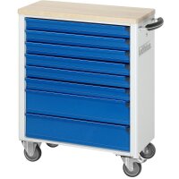 Werkzeugwagen 7130, B725xT400xH860mm, 8xSchublade-VA, Buche-