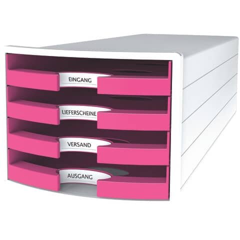 HAN Schubladenbox IMPULS  pink 1013-56, DIN C4 mit 4 Schubladen
