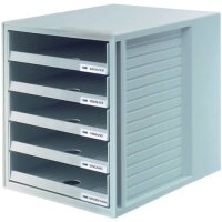 HAN Schubladenbox Schrank-Set  lichtgrau 1401-11, DIN C4 mit 5 Schubladen