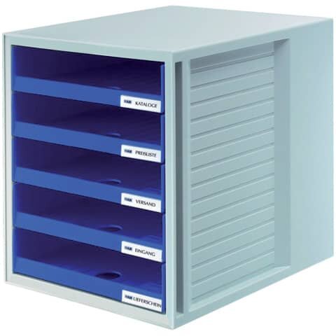 HAN Schubladenbox Schrank-Set  blau 1401-14, DIN C4 mit 5 Schubladen