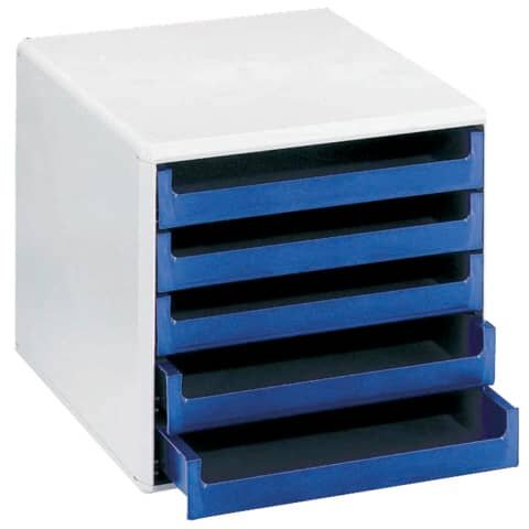 M&M Schubladenbox  blau 30050911, DIN A4 mit 5 Schubladen
