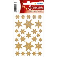 Sticker Sterne 6-zackig, gold/irisierende Folie