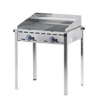 Grillsystem Green Fire 2 Brenner, HENDI, Profi Line, Emaillierte Grillplatte und Grillrost aus Gusseisen GN 1/1, 11,6kW, 740x615x(H)825mm