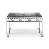 Grillsystem Green Fire 4 Brenner, HENDI, Profi Line, mit Rollengestell, Grau, 22kW, 1400x612x(H)825mm