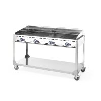 Grillsystem Green Fire 4 Brenner, HENDI, Profi Line, mit Rollengestell, Hellgrau, 22kW, 1400x612x(H)825mm