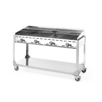 Grillsystem Green Fire 4 Brenner, HENDI, Profi Line, mit Rollengestell, Grau, 22kW, 1400x612x(H)825mm