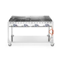 Grillsystem Green Fire 4 Brenner, HENDI, Profi Line, mit Rollengestell, Hellgrau, 22kW, 1400x612x(H)825mm
