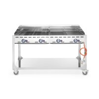 Grillsystem Green Fire 4 Brenner, HENDI, Profi Line, mit Rollengestell, Grau, 22kW, 1400x612x(H)825mm