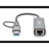 DIGITUS USB Type-C Gigabit Ethernet Adap. 2.5G USB-C+USB A 2
