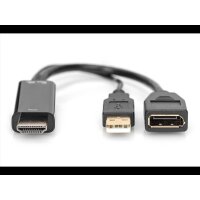 DIGITUS Adapter HDMI A -> DisplayPort St/Bu 4K 0,2m schwa