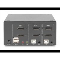 DIGITUS KVM Switch, 2-Port, 4K60Hz, 4xDP in,2xUSB-B,2xAudio 