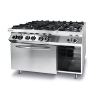 Gasherd Kitchen Line 6-flammig mit Ofen GN 1/1, HENDI,...