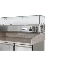 Pizzatisch, dreitürig mit Aufsatzkühlvitrine 380+40L, Arktic, 254L, 230V/400W, 1400x700x(H)1491mm