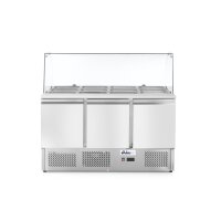 Kühltisch, dreitürig mit Glasdisplay 380L, Arktic, 230V/310W, 1390x702x(H)1330mm