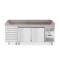 Pizzatisch, zweitürig mit 7 Schubladen 280L, Arktic, 250L, 230V/250W, 2020x802x(H)1000mm