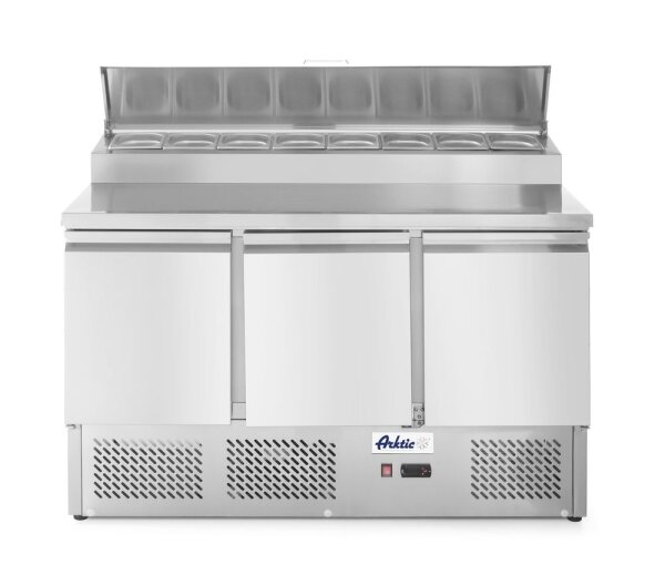 Kühltisch, dreitürig mit Aufsatz-Kühlvitrine 380 L, Arktic, 230V/310W, 1365x702x(H)1265mm