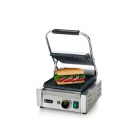 Kontaktgrill - Einzelversion, HENDI, oben und unten gerillt, 230V/1800W, 310x426x(H)510mm