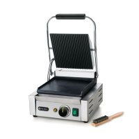 Kontaktgrill - Einzelversion, HENDI, oben gerillt, unten glatt, 230V/1800W, 310x400x(H)510mm