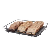 Brotkorb mit Edelstahlrand, HENDI, Hellgrau, 400x300x(H)50mm