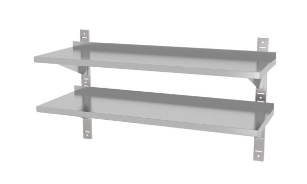Verstellbares Doppel-Wandregal mit zwei Stahlschienen, HENDI, 1000x300x(H)600mm