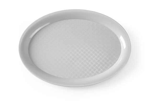 Fast-Food-Tablett aus Polypropylen, oval, HENDI, Grau, 265x195x(H)15mm