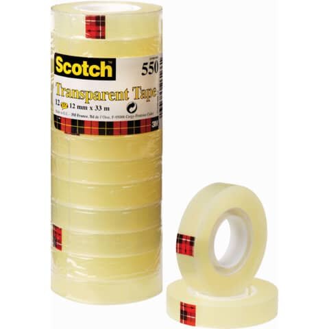 Scotch 550 Klebefilm transparent 12,0 mm x 33,0 m 12 Rollen