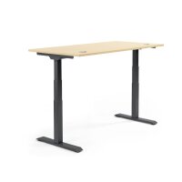 Höhenverstellbarer Schreibtisch FLEX MODUL Ahorndekor, Gestell SchwarzB 2000 x T 800 x H 605 - 1255 mm