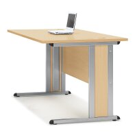 Schreibtisch Basic MULTI M Buchedekor, Gestell AlusilberB 1600 x T 800 x H 740 mm