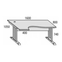 Schreibtisch Freiform Basic MULTI M Buchedekor, Gestell...