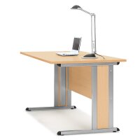 Schreibtisch Basic MULTI M Buchedekor, Gestell AlusilberB...