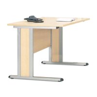 Schreibtisch Basic MULTI M Ahorndekor, Gestell AlusilberB 1800 x T 800 x H 740 mm