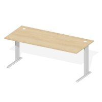 Schreibtisch Comfort M MULTI M Buchedekor, Gestell AlusilberB 1800 x T 800 x H 640 - 820 mm