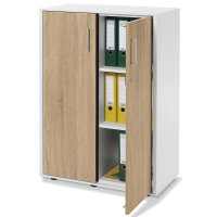 Flügeltürenschrank EVO Korpus Dekor weiß, Türen WildeicheB 800 x H 1125 x T 420 mm