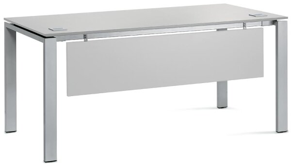 Schreibtisch 4-Fuß Basic EVO Dekor lichtgrau, Gestell Alusilber RAL 9006B 1600 x T 800 x H 730 mm