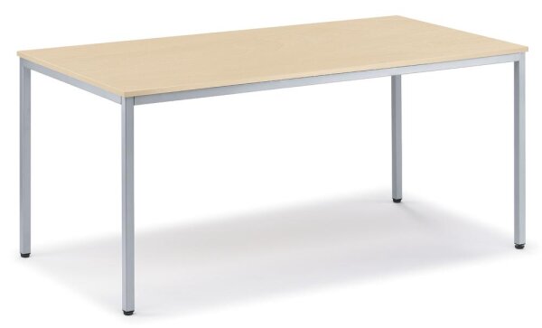 Schreibtisch BASE L Tischplatte Ahorn, Gestell lichtgrau, RAL 7035B 1600 x T 800 x H 720mm