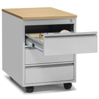Rollcontainer BASE L Stahl, lichtgrau RAL 7035B 460 x H...